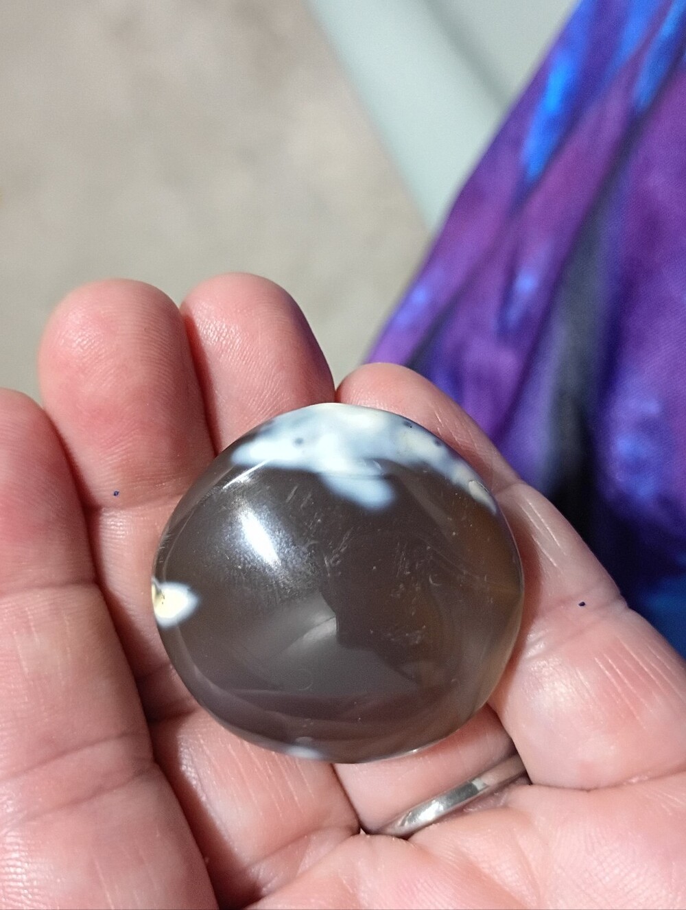 Polished Brown and White Agate Palm Stone